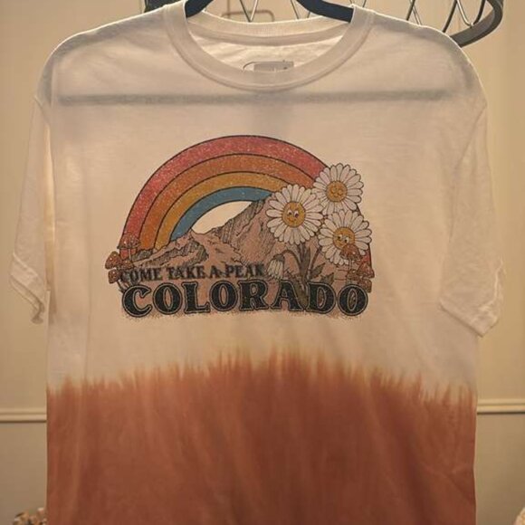 Retro Colorado Come Take A Peak Ombre Dip Dye Oversized T-Shirt - Picture 7 of 8